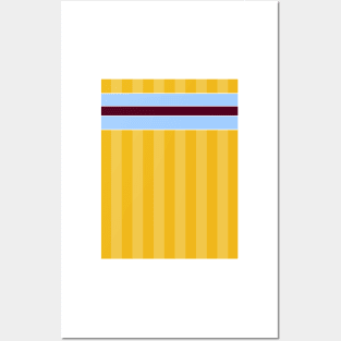 Aston Villa Retro 1985 Yellow Striped Blue and Claret Bars Away Posters and Art